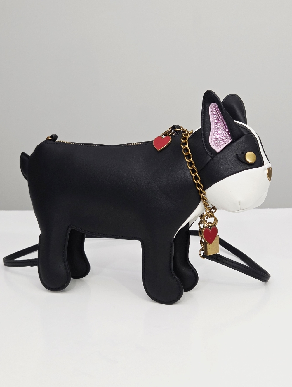 BETSEY JOHNSON KITSCH FRENCHY DOG CROSSBODY BAG WITH REMOVABLE CHARM BRACELET - Picture 3 of 9